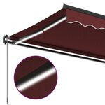 vidaXL Auvent manuel rétractable avec LED bordeaux 400x300 cm