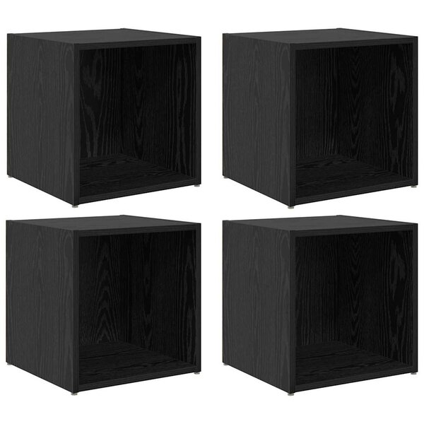 vidaXL Meuble TV 4 Pièces Noir 37 x 35 x 37 cm Bois d'ingénierie