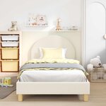 vidaXL Cadre de lit pour enfants avec tête de lit Crème 90 x 200 cm