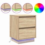 vidaXL Cabinet de chevet avec lumières LED Chêne Sonoma 39x34 5x50 cm