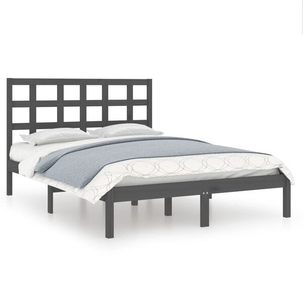 vidaXL Cadre de lit Gris Bois massif 200x200 cm