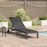 vidaXL Chaise longue avec roues en poly rattan noir