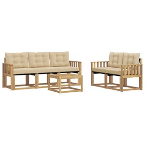 vidaXL Ensemble de canapés d'extérieur 6 pc Blanc et Beige