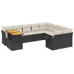 vidaXL Salon de jardin 10 Pièces avec coussins noir résine tressée