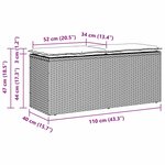 vidaXL Banc de jardin avec coussin noir 110x40x44 cm résine tressée