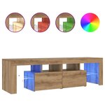 vidaXL Meuble TV avec lumières LED chêne artisanal bois d'ingénierie