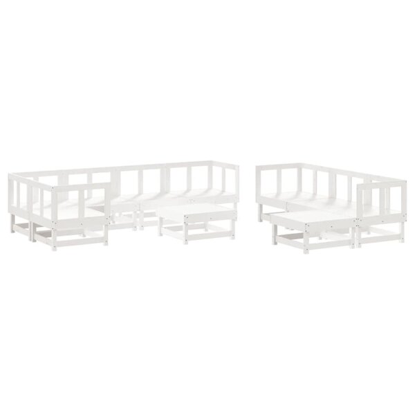 vidaXL Salon de jardin 10 Pièces Blanc Bois de pin massif