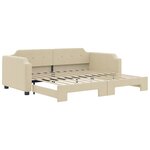 vidaXL Lit de jour avec lit gigogne crème 100x200 cm tissu