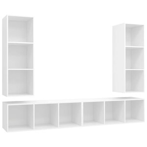 vidaXL Meubles TV muraux 4 Pièces Blanc Bois d'ingénierie