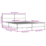 vidaXL Cadre de lit chêne fumé 140x190 cm bois d'ingénierie et métal