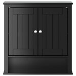 vidaXL Armoire murale de salle de bain BERG noir bois massif