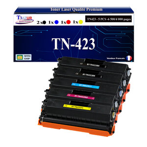 T3AZUR - 5x Toners compatibles avec Brother TN421  TN423 pour Brother HL-L8260CDW  HL-L8360CDW