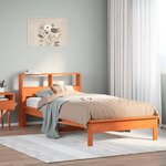 vidaXL Lit bibliothèque sans matelas cire marron 100x200 cm pin massif