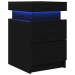Table de chevet vidaXL avec lumières LED Chêne Noir 35x39x55 cm