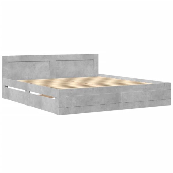 vidaXL Cadre de lit avec tête de lit gris béton 200x200 cm