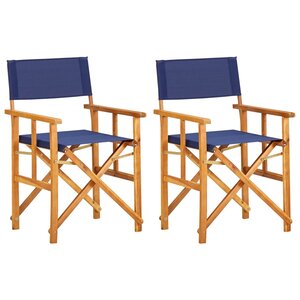 vidaXL Chaises de metteur en scène lot de 2 Bois massif d'acacia bleu