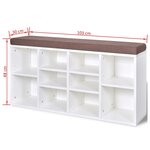 vidaXL Banc de rangement à chaussures 10 compartiments Blanc