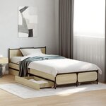 vidaXL Cadre de lit et tiroirs chêne sonoma 100x200 cm bois ingénierie