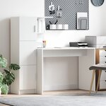 vidaXL Bureau avec rangement blanc en bois d'ingénierie