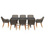 vidaXL Ensemble de salle à manger pour jardin 9 Pièces Gris polyrotin