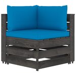vidaXL Salon de jardin 6 Pièces avec coussins Bois imprégné de gris