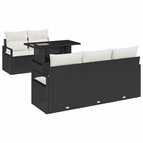 vidaXL Ensemble de canapé de jardin avec coussin 6 Pièces Noir et crème