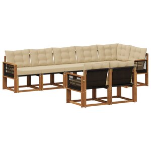 vidaXL Ensemble de canapés d'extérieur 8 Pièces Naturel et Beige