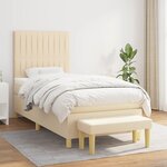 vidaXL Sommier à lattes de lit et matelas Crème 90x190 cm Tissu
