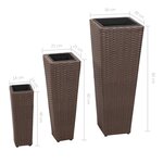 vidaXL Lits surélevés de jardin 3 Pièces Résine tressée Marron