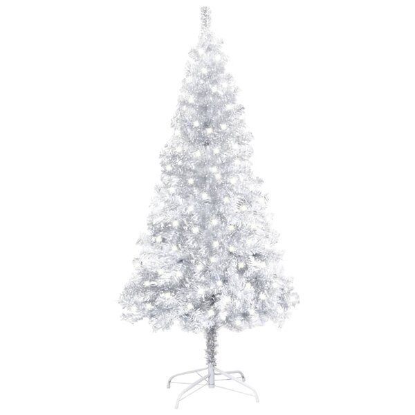 vidaXL Sapin de Noël artificiel pré-éclairé/support argenté 120 cm PET