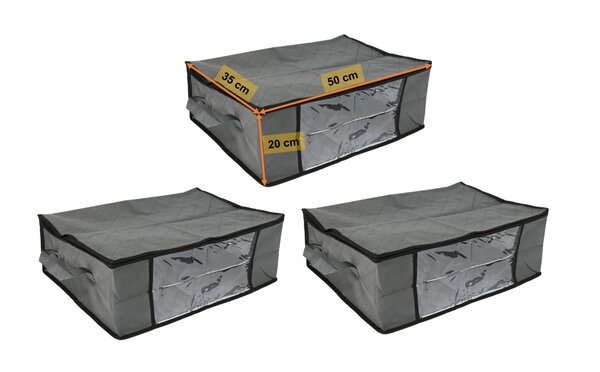 Lot de 3 Sacs de rangement sous lit  50x35x20 cm  35 litres