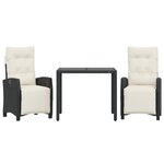 vidaXL Ensemble à manger de jardin avec coussins 3 Pièces Noir