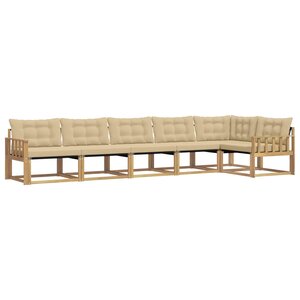 vidaXL Ensemble de canapés d'extérieur 6 Pièces Blanc et Beige