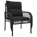 vidaXL Salon de jardin 4 Pièces avec coussins noir résine tressée