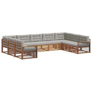 vidaXL Ensemble de canapés d'extérieur 9 pc Gris Naturel et Clair