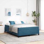 vidaXL Cadre de lit Bleu foncé et blanc 140 x 190 cm Velours