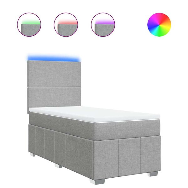 vidaXL Sommier à lattes de lit avec matelas gris clair 80x200 cm tissu