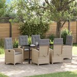 vidaXL Ensemble de salle à manger pour jardin 7 Pièces Beige polyrotin