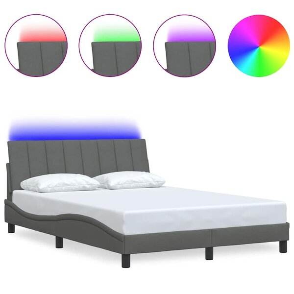 vidaXL Cadre de lit sans matelas Hanko gris foncé 140x200 cm tissu