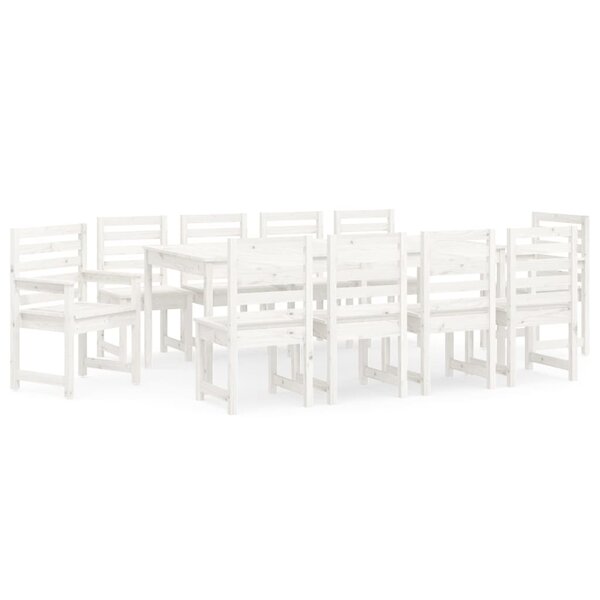 vidaXL Ensemble à manger de jardin 11 Pièces blanc bois massif de pin