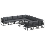 vidaXL Ensemble de canapé de jardin 12 Pièces Noir 70 x 70 x 32 cm