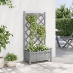 vidaXL Jardinière avec treillis gris bois massif de sapin