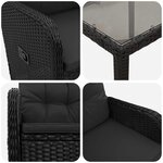 vidaXL Ensemble de repas extérieur 7 Pièces Noir 190 x 90 x 75 cm