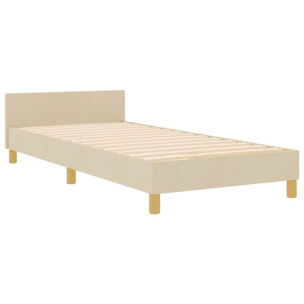 vidaXL Cadre de lit avec tête de lit Crème 90 x 190 cm tissu
