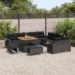 vidaXL Ensemble de canapé de jardin 13 Pièces Noir polyrotin