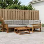 vidaXL Ensemble de canapés d'extérieur 5 Pièces Naturel et Gris clair