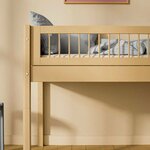 Flexa WHITE Lit mi-hauteur avec echelle droite 90 x 200 cm Barriere a barreaux Beige sable