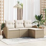 vidaXL Ensemble de canapé de jardin 4 Pièces Beige Poly rotin