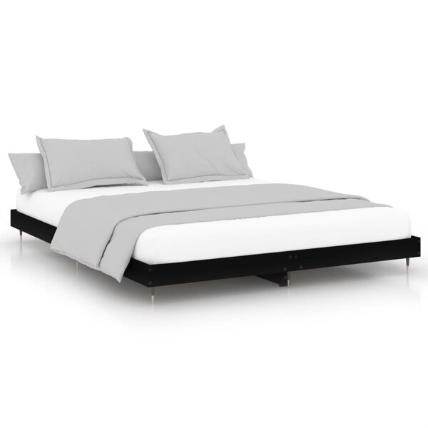 vidaXL Cadre de lit sans matelas noir 200x200 cm bois d'ingénierie