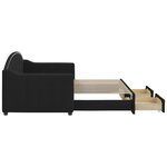 vidaXL Lit de jour avec gigogne et tiroirs sans matelas noir 80x200 cm